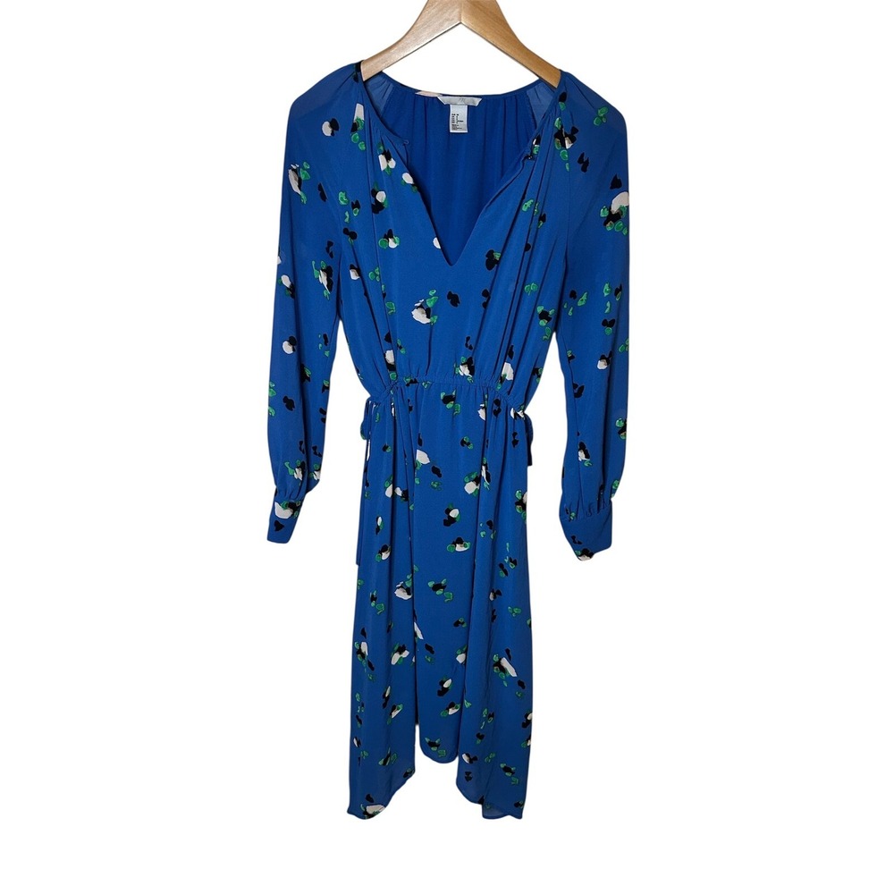 H&M Blue Asymmetrical Printed Dress – Size 8‎ - Picture 2 of 6